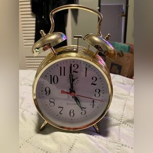Bulova Double Twin Brass Bell Alarm Clock